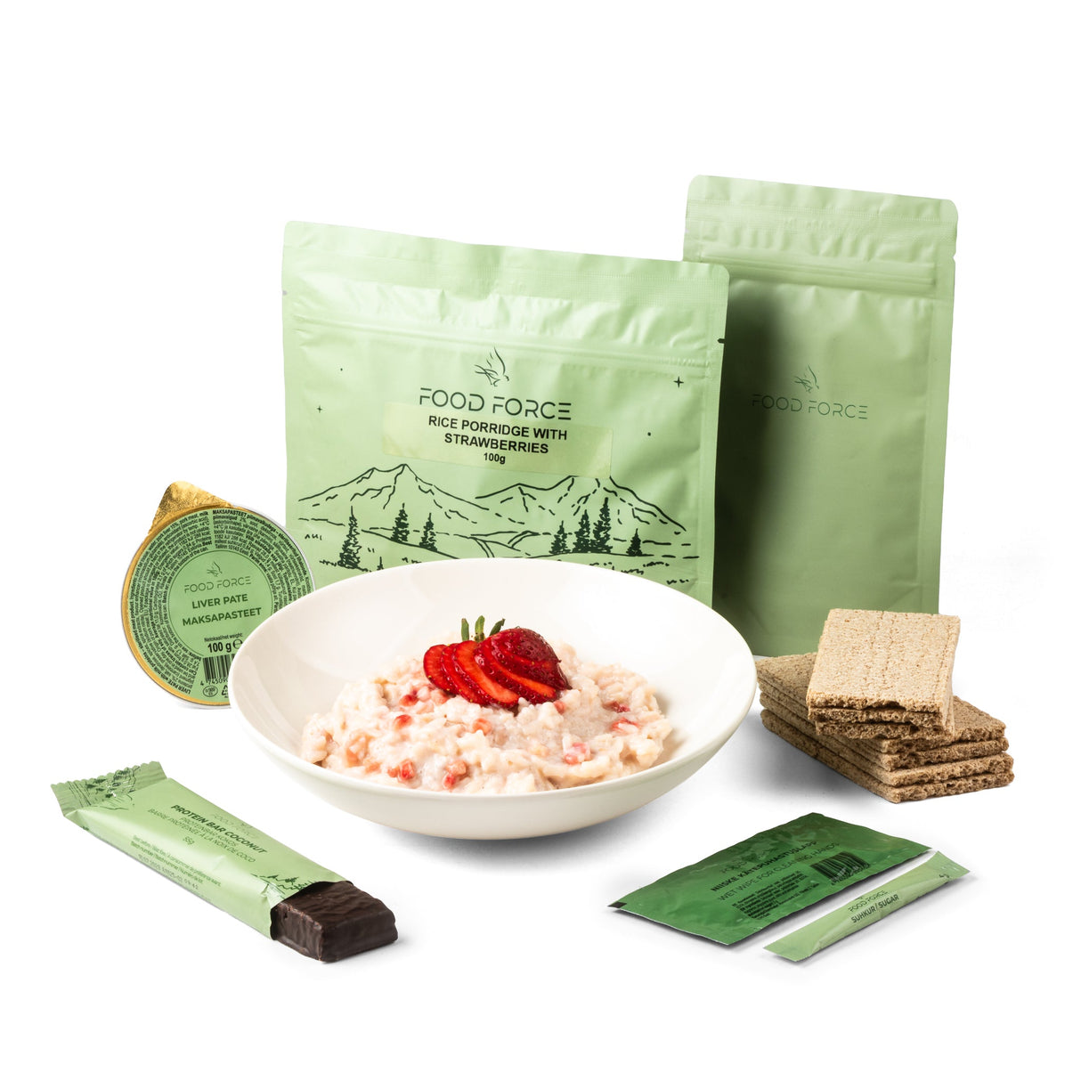 Food Force Rice Porridge With Strawberries Breakfast Bundle