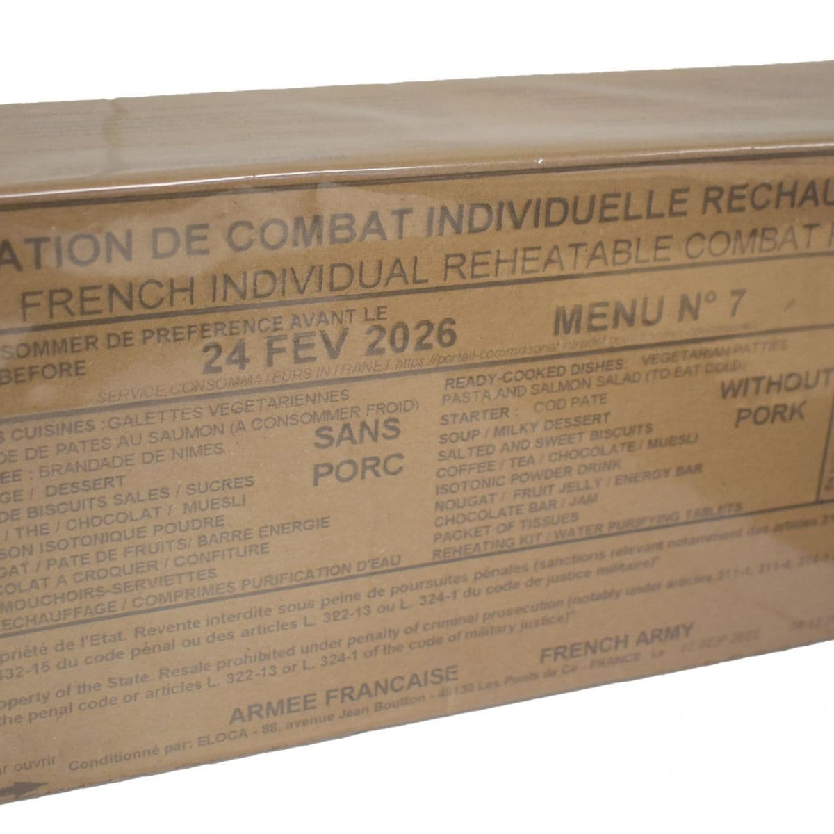 French Military 24 Hour RCIR MRE Ration Pack - Random Menu | Prepping ...