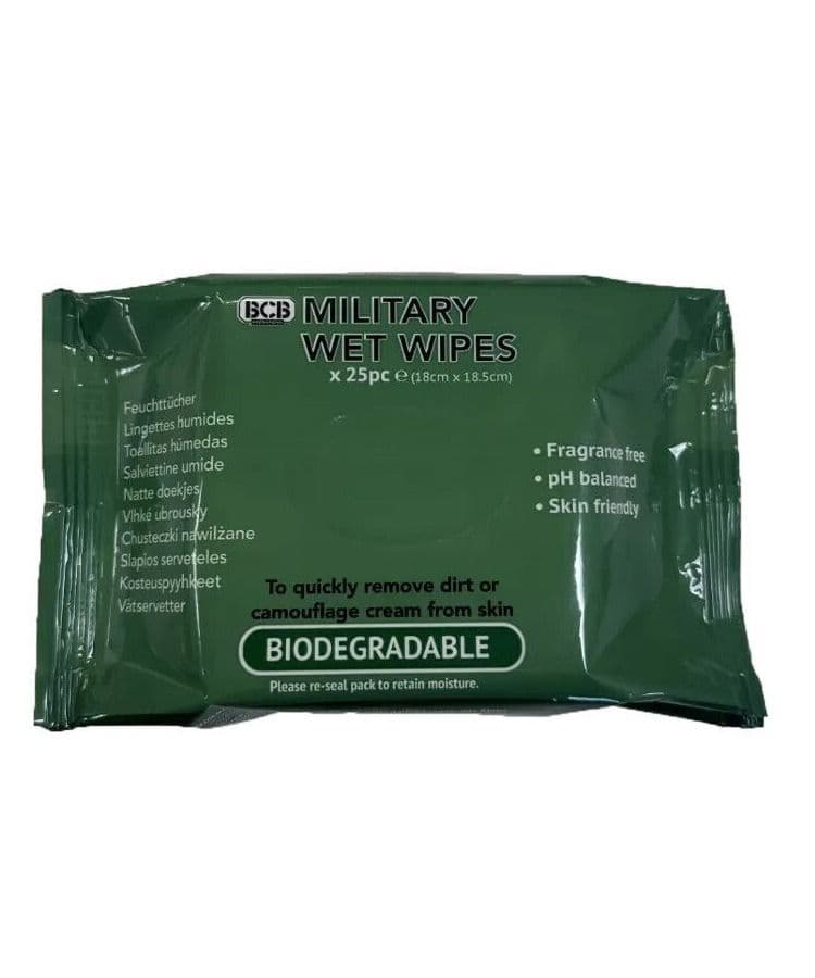Kombat UK Military Face Wipes - Pack of 25 Wipes