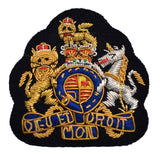 British Military Coat of Arms Insignia Patch - Gold and Silver on Black