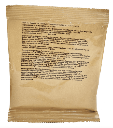 Bulk Buy - British Military 28g Mild Chilli Powder Mix - 250 Sachets
