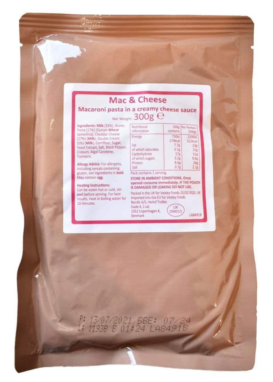 BULK BUY - British Military Ration Main Meal Pouch - Mac & Cheese 300g x 20