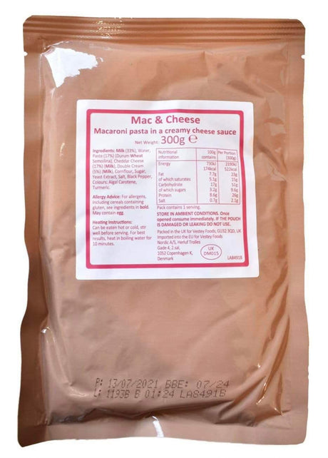 BULK BUY - British Military Ration Main Meal Pouch - Mac & Cheese 300g x 20