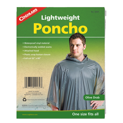 Coghlan's Olive Drab Vinyl Poncho  Full Cut 52" x 80"