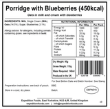 Expedition Foods Freeze Dried Meal Pouch - Breakfast Porridge With Blueberries - Various Sizes