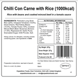 Expedition Foods Freeze Dried Meal Pouch - Chilli Con Carne With Rice - Various Sizes