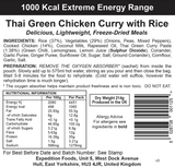 Expedition Foods Freeze Dried Meal Pouch - Thai Green Chicken Curry With Rice - Various Sizes