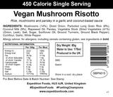 Expedition Foods Freeze Dried Meal Pouch - Vegan Mushroom Risotto - Various Sizes