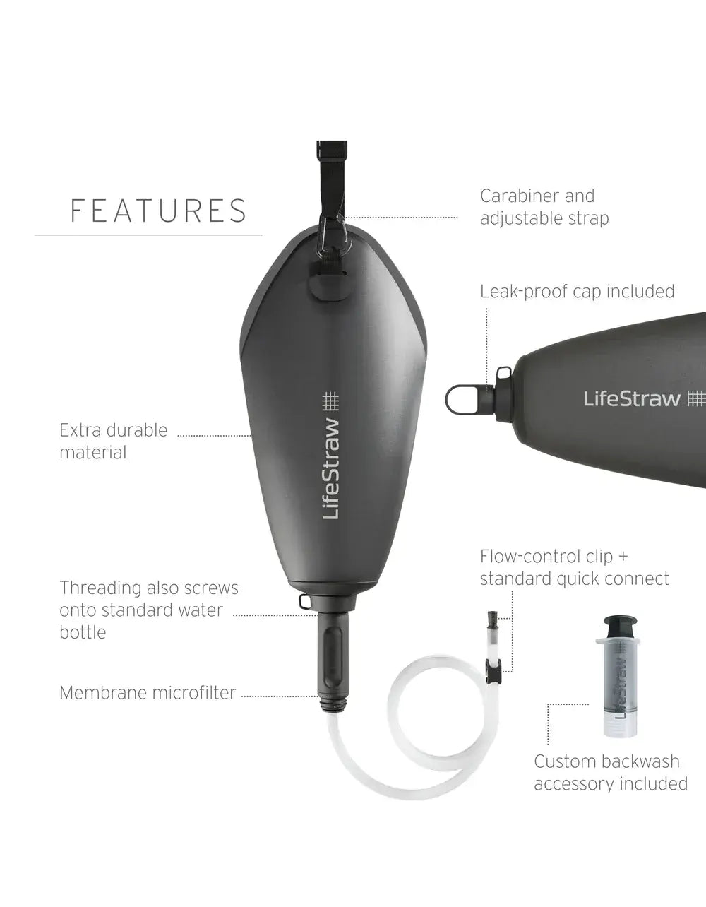 LifeStraw Peak Series 3L Gravity Filter System - Dark Grey