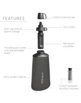 LifeStraw Peak Series Collapsible Squeeze 1L Bottle With Filter - Dark Grey