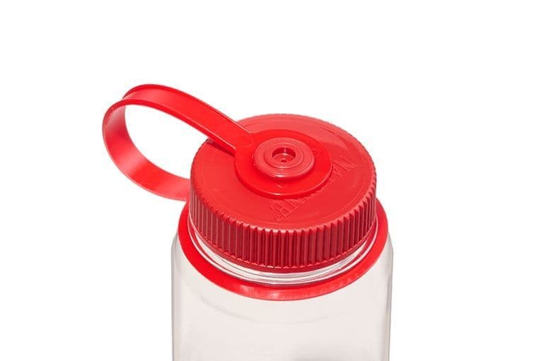 Nalgene 16oz / 0.5L Wide Mouth Sustain Water Bottle - Clear with Red Cap