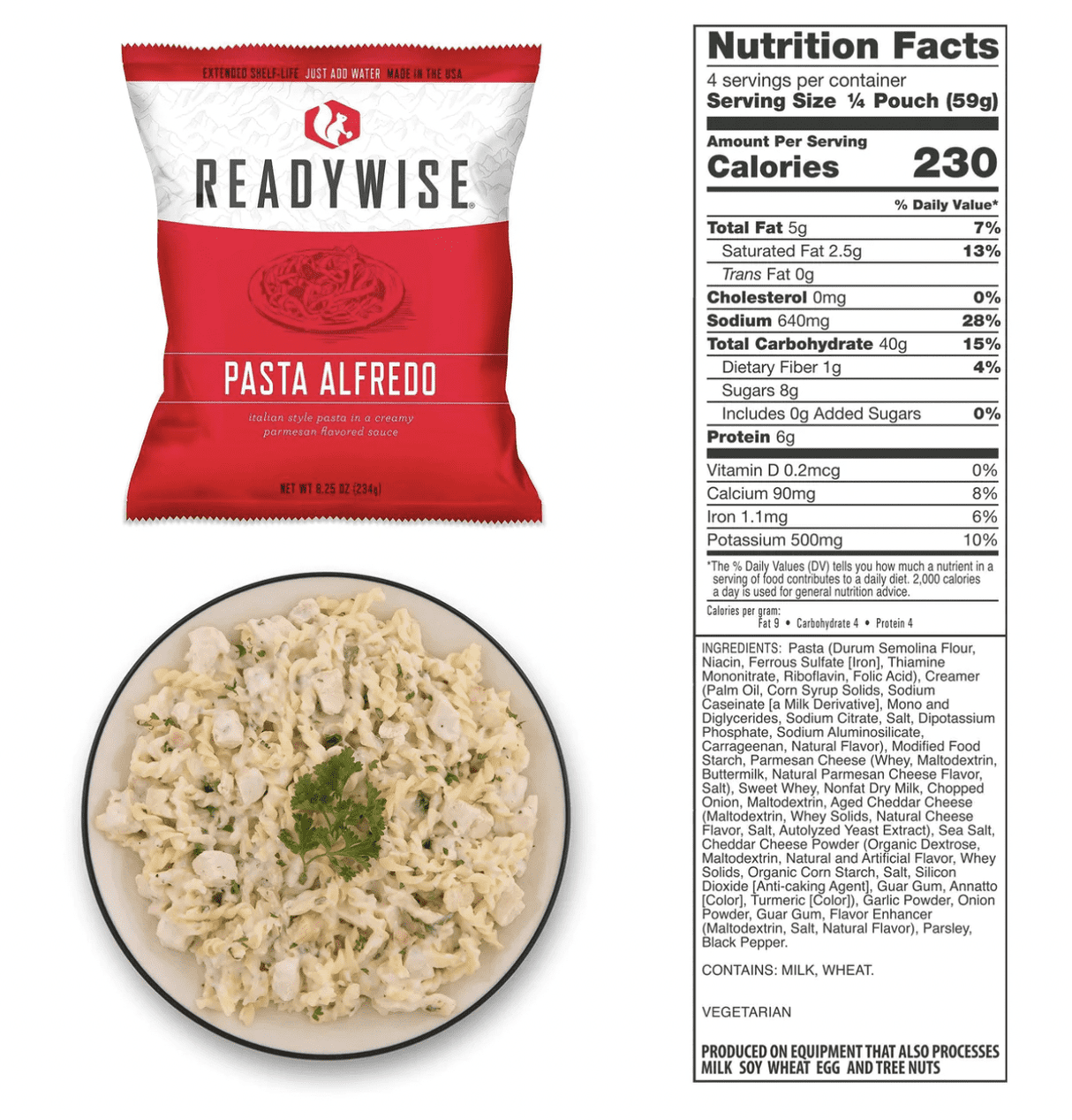 ReadyWise 120 Serving Entree Freeze Dried Vegetarian Meals