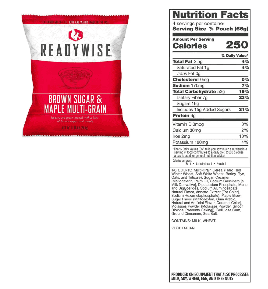 ReadyWise 60 Serving Freeze Dried Breakfast & Entree Meals In Dry Bag